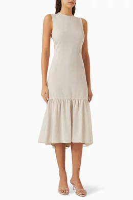 Buy Theory Neutral Tie-neck Midi Dress in Wool Blend For Women Online |  Ounass Saudi