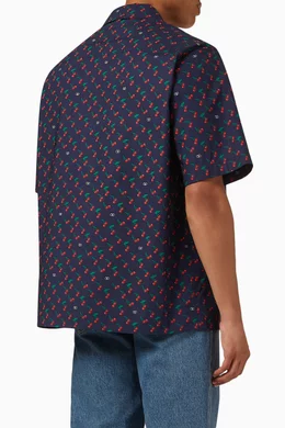 Buy Valentino Garavani Blue Cherryfic Bowling Shirt in