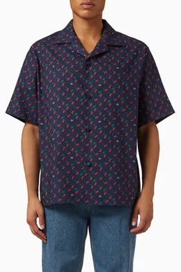 トップス VALENTINO 25SS POPELINE BOWLING SHIRT Valentino Garavani Men's Bowling Shirt with Toute La V Print
