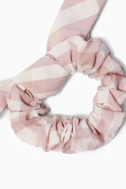 Buy Burberry Pink Check Scrunchie in Cotton For Kids Online  display picture 3