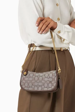 Buy Coach Brown Swinger 20 Shoulder Bag in Signature Jacquard For