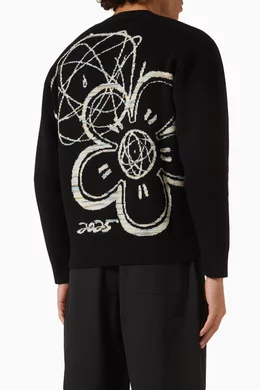 Buy KENZO Black x Futura 2000 Unisex Cardigan in Wool Blend For