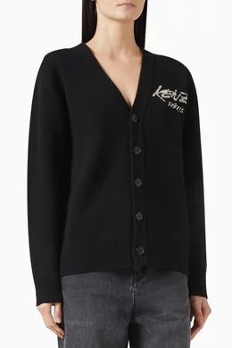 Buy KENZO Black x Futura 2000 Unisex Cardigan in Wool Blend For