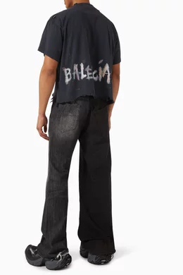 Buy Balenciaga Black Nail Polish Cropped T-shirt in Vintage
