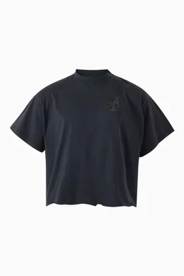 【BALENCIAGA】 Nail Polish クロップド Tシャツ Balenciaga Nail Polish Cropped T-shirt in Faded Black