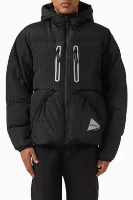 Buy and wander Grey x GRAMICCI Check Down Jacket in Wool-blend For