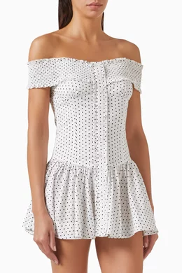 Buy Frankies Bikinis White Mae Off-shoulder Mini Dress in Poplin For Women  Online | Ounass Saudi