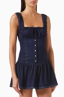 white christmas dresses Shop Miles Mid Blue Sleeveless Denim Mini Dress main image 1