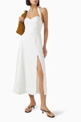 Buy Reformation White Tala Halterneck Slit Dress in Linen For Women Online  | Ounass Saudi