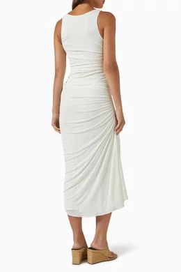 Buy Alaa White Asymmetrical Gathered Maxi Dress in Jersey For Women Online  | Ounass Saudi