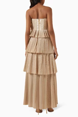 Buy Aje Gold Kyra Tiered Frill Gown For Women Online | Ounass Saudi