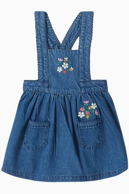 Buy Purebaby Blue Embroidered Pinafore Dress in Cotton-denim For Baby Girls  Online | Ounass Saudi