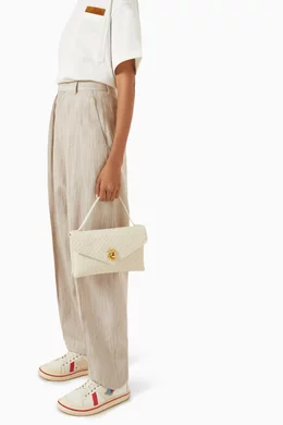 トートバッグ BOTTEGA VENETA Ivory Leather Knot Lock Handbag Knot Lock Intrecciato leather crossbody bag in white