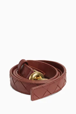 Buy Bottega Veneta Burgundy Knot Belt in Intrecciato Leather For