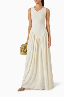 Buy Jenny K Tran Neutral Prudence Maxi Dress in Knit Jersey & Lace For  Women Online | Ounass Saudi