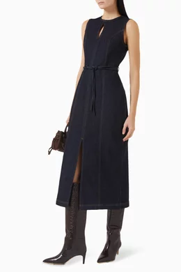 sporty midi dress SPORTY AND NICE DENIM MIDI DRESS – AKIRA