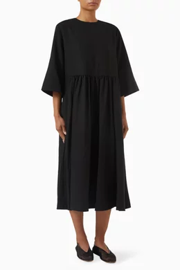 Buy COS Black Gathered Midi Dress in Wool-blend Twill For Women Online |  Ounass Saudi