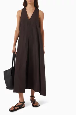 Buy COS Brown A-line Maxi Dress in Linen Blend For Women Online | Ounass  Saudi