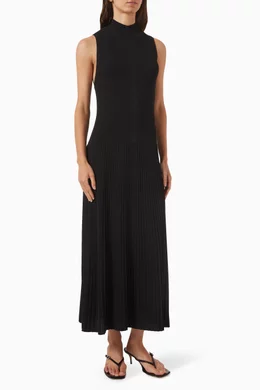 Buy COS Black Pleated High-neck Maxi Dress in Viscose Blend For Women  Online | Ounass Saudi