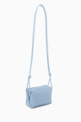 ★関税込★BOTTEGA VENETA★MINI LOOP CROSSBODY BAG★BLUE Bottega Veneta - Mini Loop Intrecciato Suede Shoulder Bag
