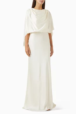 Buy ABADIA Neutral Elsa Knot-back Dress in Silk For Women Online | Ounass  Saudi