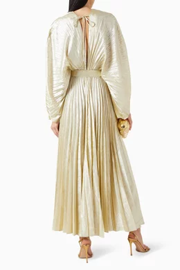 Buy Acler Gold Westover Pleated Dress For Women Online