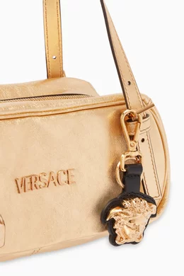Buy Versace Black La Medusa Charm Keychain in Leather For Men