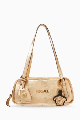 Buy Versace Black La Medusa Charm Keychain in Leather For Men