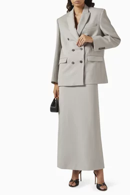 Buy Grey Double-breasted Blazer in Virgin Wool For