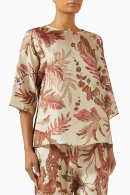 Tシャツ・カットソー Weekend Max Mara FILIPPO - Printed silk soft blouse WEEKEND MAX MARA Filippo Floral Print Silk Blouse in Light