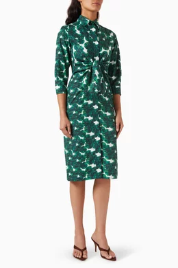 Buy Max Mara Green Maremma Floral-print Midi Dress in Cotton