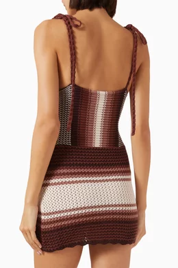 ワンピース THE ATTICO HURELY KNIT MINI DRESS Buy The Attico Brown Crochet-knit Mini Dress in Cotton For