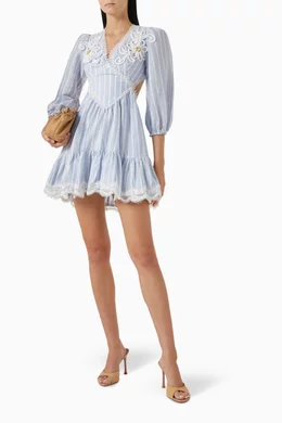 blue gold white dress Good as Gold Romper Dress