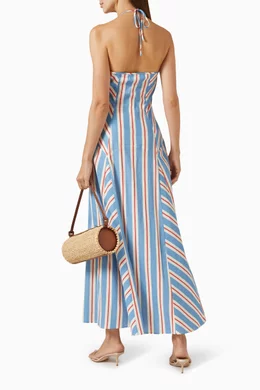 aubree linen dress red ROVE Linen Midi Dress - Open-Back Ties