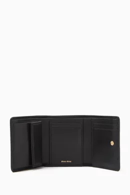 Buy Miu Miu Black Small Logo Wallet in Matelassé Leather For