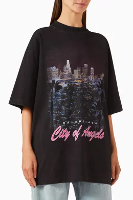 【関税込み】BALENCIAGA City Of Angels Tシャツ City Of Angels T-shirt Medium Fit in Black Faded | Balenciaga US