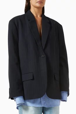 Buy Acne Studios Blue Oversized Layered Blazer For Women Online