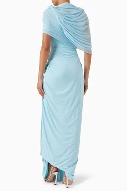 Buy Deme By Gabriella Blue Jasmine Draped Maxi Dress in Lycra For Women  Online | Ounass Saudi