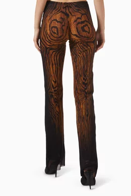 Buy Jean Paul Gaultier Brown Wood-print Pants in Mesh For