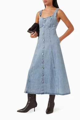 Buy Mossman Blue In a Daze Midi Dress in Denim For Women Online | Ounass  Saudi