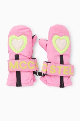 Buy Stella McCartney Pink Heart Print Ski Gloves For Kids Online