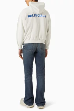 Buy Balenciaga White Unisex Back Zip-up Hoodie in Cotton For