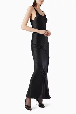 Buy SAINT LAURENT Black Maxi Tank Dress in Silk Satin For Women Online |  Ounass Saudi