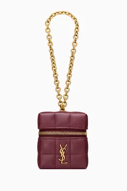 Buy SAINT LAURENT Red Cassandre Matelassé Carré Mini Cube on Chain