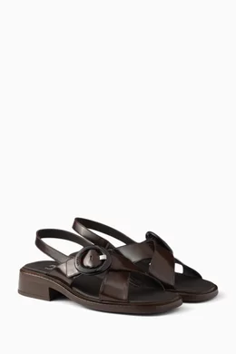 Buy Prada Brown Criss-cross Sandals in Brushed Leather For Women