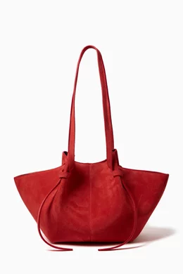 Buy YUZEFI Red Mochi Tote Bag in Italian Suede For Women Online