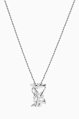 【関税＆送料込み】Saint Laurent Cassandre Ring Necklace In Buy SAINT LAURENT Grey Cassandre Ring Necklace in Silver
