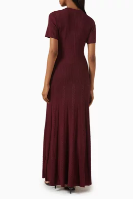 sandro dress burgundy SANDRO GENEVIÈVE KNIT BUTTON-DOWN MAXI DRESS