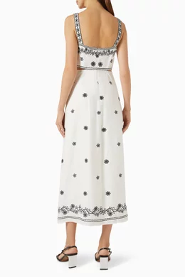 Buy Maje Multicolour Embroidered Cut-out Maxi Dress in Linen-blend For  Women Online