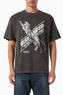 Buy Neighborhood Black NH 17 Tiger-print T-shirt in Cotton For Men 